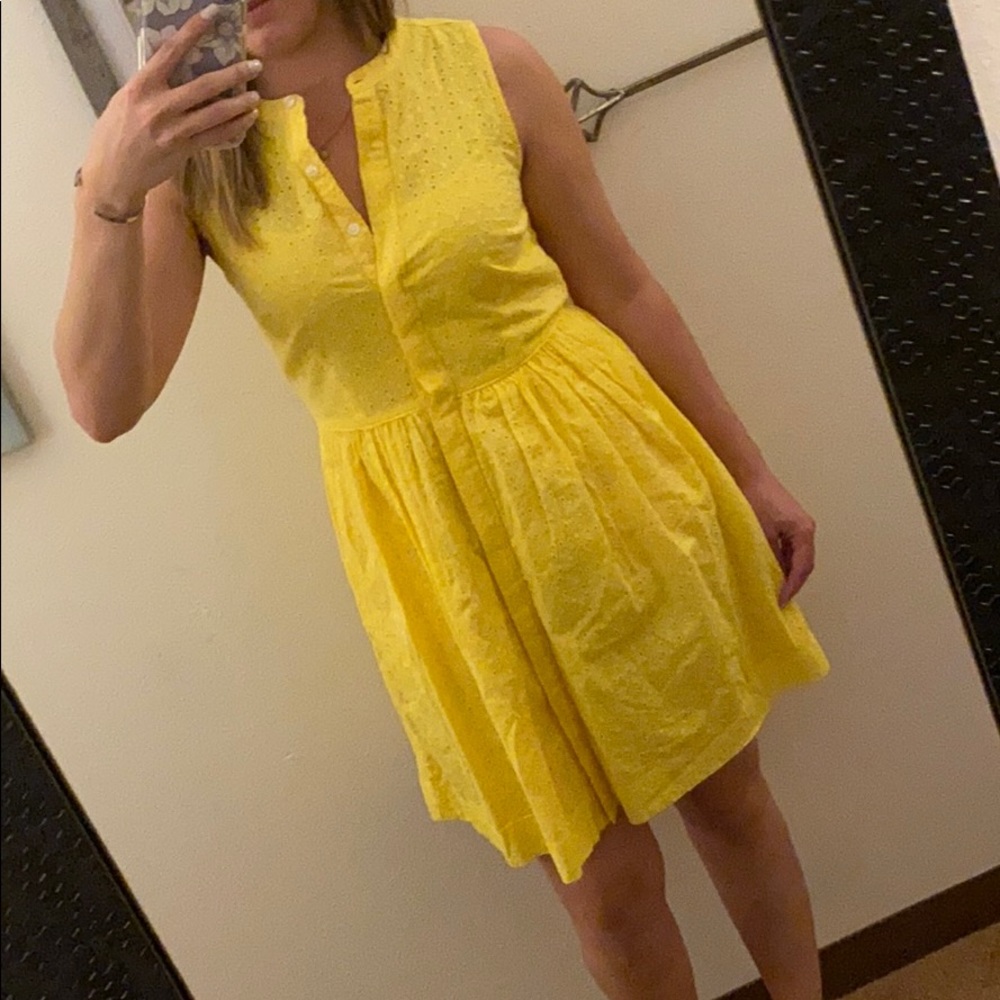 J Crew yellow eyelet dress